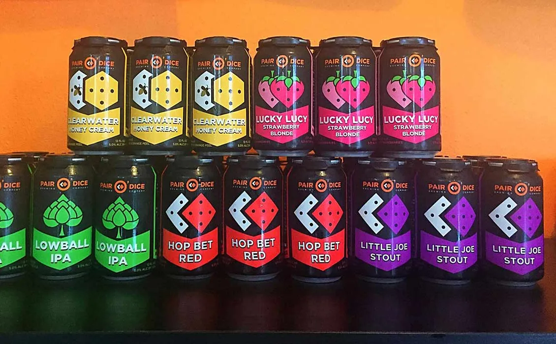 pair o dice söröző florida' title='A floridai sörfőzdék a „Fresh From Florida” címkét használják, miután a narancs számára fenntartották