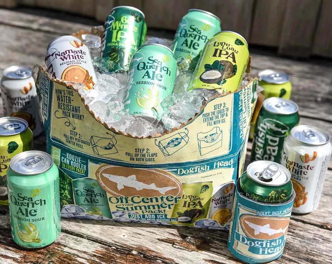 Dogfish head sort pack' title='Craft Breweries utforskar nya tillvägagångssätt för olika förpackningar