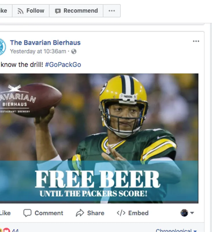 醸造所はパッカーズが得点するまでビールを無料で提供しますが、ここに問題があります…