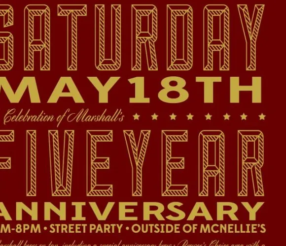 Marshall Brewing kondigt bieraanbod aan voor 5-jarig jubileumstraatfeest