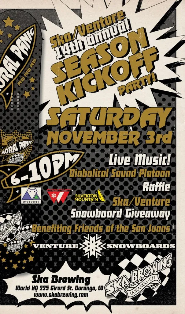 Ska Brewing und Venture Snowboards starten den Winter am Samstag, den 3. November, im Hauptsitz der Welt