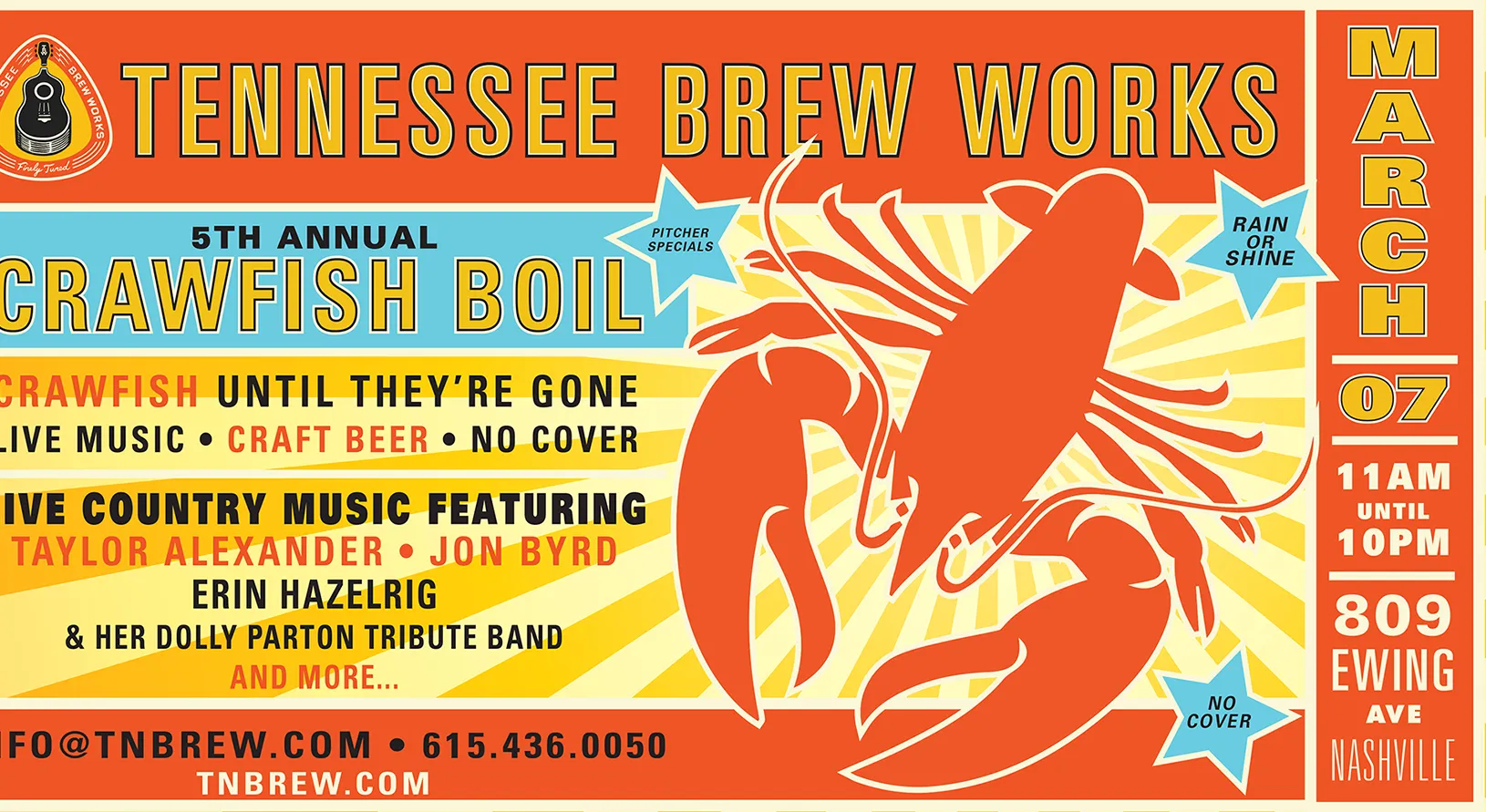 Tennessee Brew Works kunngjør sin femte årlige Crawfish Boil