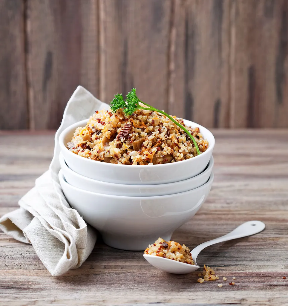 Brown Ale Quinoa met champignons en uien